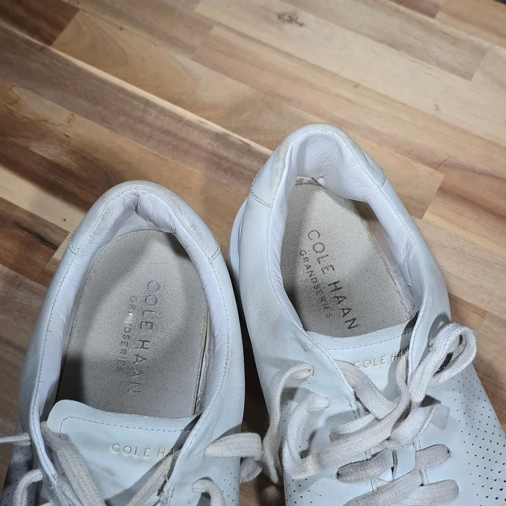 Cole Haan Grand Series Laser Perforated Leather Sneakers 12M White Mens‎